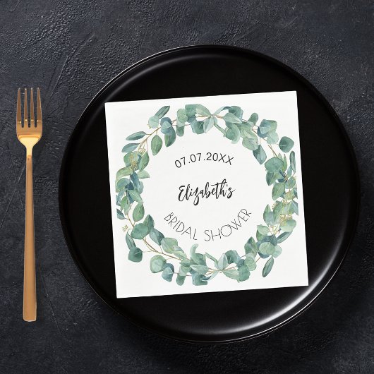 Vrijgezellenfeest eucalyptus groen krans servet