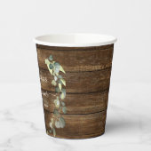 Vrijgezellenfeest Eucalyptus groen rustiek hout Papieren Bekers (Links)