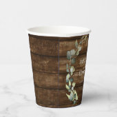 Vrijgezellenfeest Eucalyptus groen rustiek hout Papieren Bekers (Rechts)