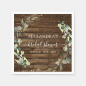 Vrijgezellenfeest Eucalyptus groen rustiek hout Servet (Voorkant)