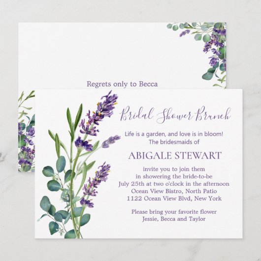 Vrijgezellenfeest Eucalyptus Lavender Flowers Kaart (Voorkant / Achterkant)