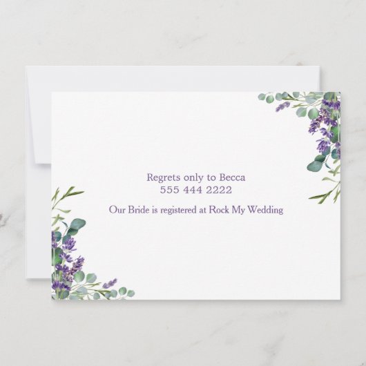 Vrijgezellenfeest Eucalyptus Lavender Flowers Kaart (Achterkant)