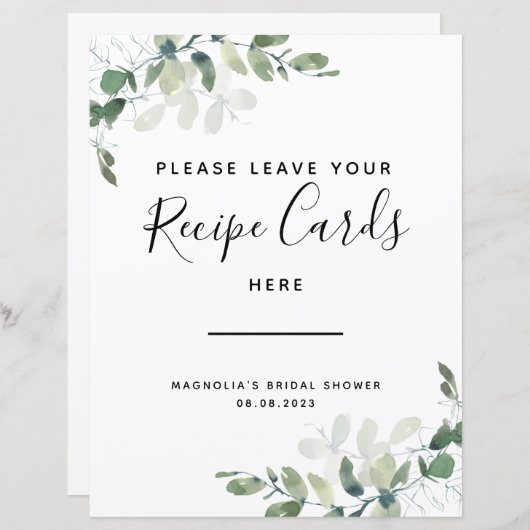 Vrijgezellenfeest Eucalyptus Recipe Kaart (Voorkant / Achterkant)