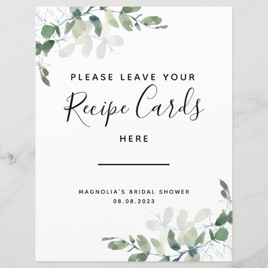 Vrijgezellenfeest Eucalyptus Recipe Kaart (Voorkant)