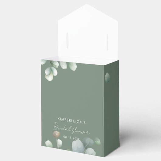 Vrijgezellenfeest Eucalyptus Script minimalistisch Bedankdoosjes (Geopend)