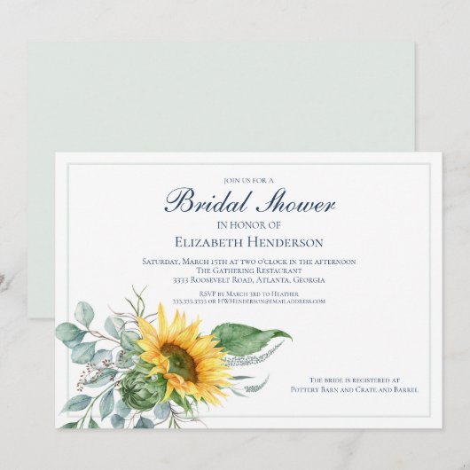 Vrijgezellenfeest Eucalyptus Sunflower Kaart (Voorkant / Achterkant)