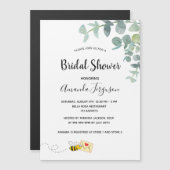 Vrijgezellenfeest eucalyptusbijen witte elegant magnetische uitnodiging (Voorkant / Achterkant)