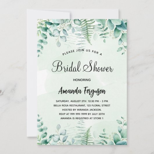 Vrijgezellenfeest eucalyptusbos kaart (Voorkant)