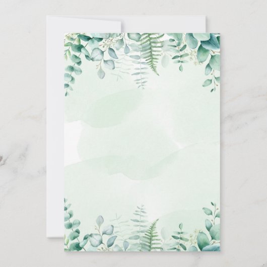 Vrijgezellenfeest eucalyptusbos kaart (Achterkant)