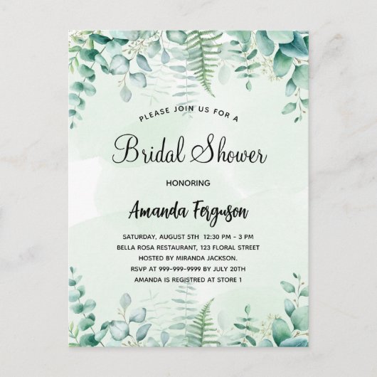 Vrijgezellenfeest eucalyptusbos uitnodiging briefkaart (Voorkant)