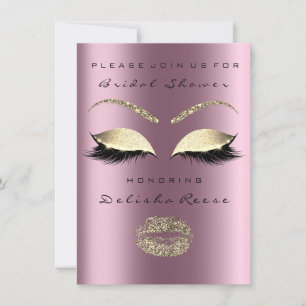 Vrijgezellenfeest Eye Gold Sparkly Lips Aubergine Kaart