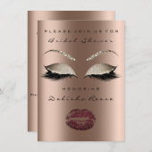 Vrijgezellenfeest Eyes Bronze Sparkly Lips Burgund Kaart (Voorkant / Achterkant)