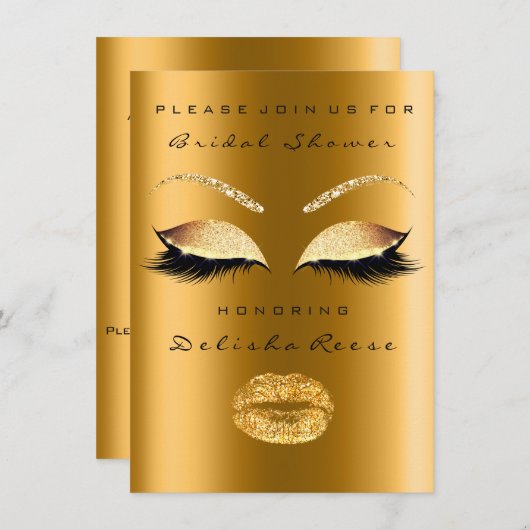 Vrijgezellenfeest Eyes Gold Sparkly Lips Make-up G Kaart (Voorkant / Achterkant)