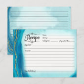 Vrijgezellenfeest familie Recept Kaart Blue Geode  (Voorkant / Achterkant)
