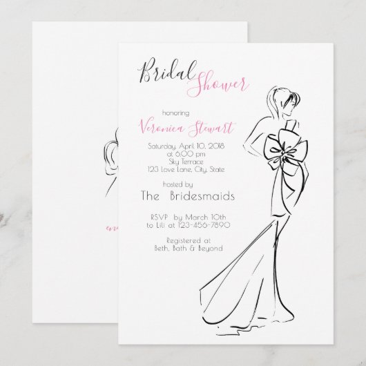 Vrijgezellenfeest Fashionillustratie Kaart (Voorkant / Achterkant)