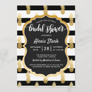 vrijgezellenfeest   Faux Gold Foil Pineappelstripe Kaart