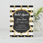 Vrijgezellenfeest | Faux Gold Folie Ananas Stripes Kaart (Staand voorkant)