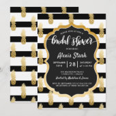 Vrijgezellenfeest | Faux Gold Folie Ananas Stripes Kaart (Voorkant / Achterkant)