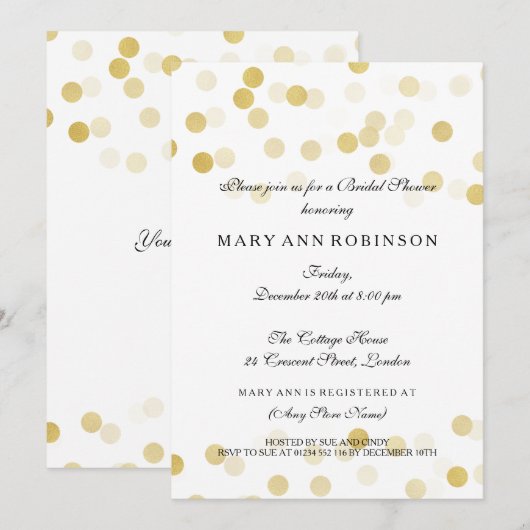 Vrijgezellenfeest Faux Gold Folie Glitter Lampjes Kaart (Voorkant / Achterkant)