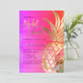 Vrijgezellenfeest, Faux Gold Waterverf Ananas Save The Date (Staand voorkant)