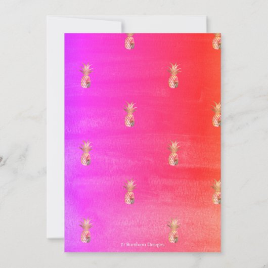 Vrijgezellenfeest, Faux Gold Waterverf Ananas Save The Date (Achterkant)