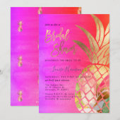 Vrijgezellenfeest, Faux Gold Waterverf Ananas Save The Date (Voorkant / Achterkant)