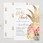 Vrijgezellenfeest, Faux Gold Waterverf Ananas Save The Date (Voorkant / Achterkant)