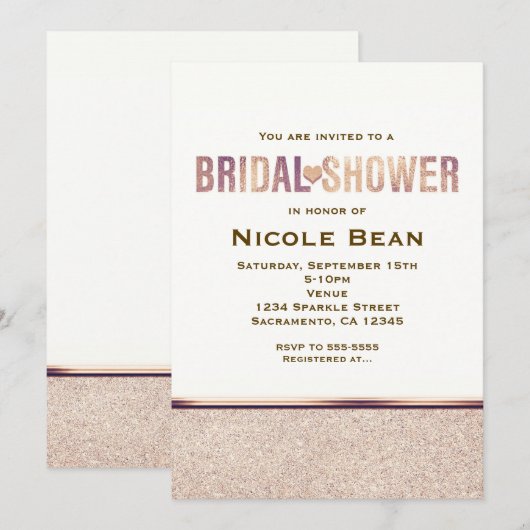 Vrijgezellenfeest Faux Roos Gold Champagne Uitnodi Kaart (Voorkant / Achterkant)