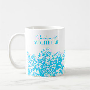 vrijgezellenfeest Favor Floral Basket Turquoise Koffiemok