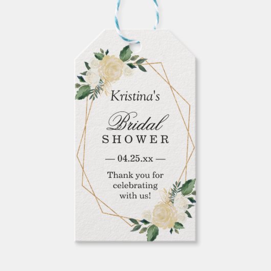 Vrijgezellenfeest Favor Modern Gold Lijst Green Fl Cadeaulabel (Voorkant)