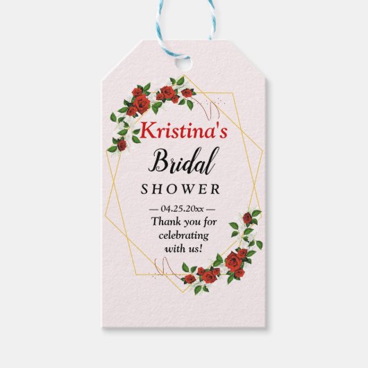 Vrijgezellenfeest Favor Modern Goud Lijst Rood Gou Cadeaulabel (Voorkant)