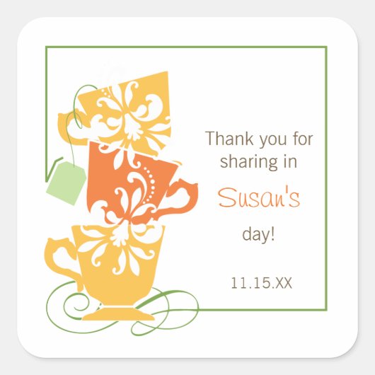 Vrijgezellenfeest Favor Sticker - Thee (Voorkant)