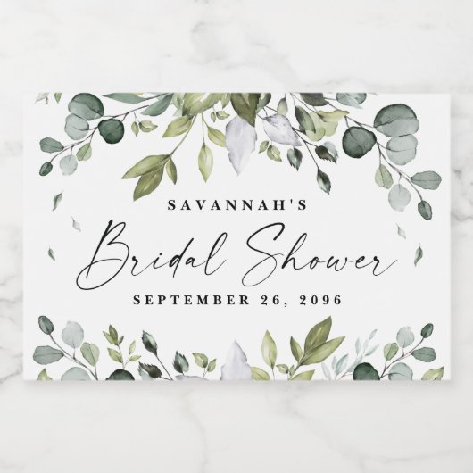 Vrijgezellenfeest Favors Elegant Greenery Mini Bot Sparkling Wijnetiket (Enkel label)