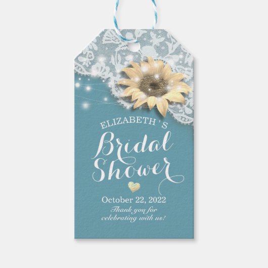 Vrijgezellenfeest Favors Lace Sunflower String Lig Cadeaulabel (Voorkant)