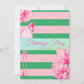 Vrijgezellenfeest Flamingo Fling Green Pink Floral Kaart (Achterkant)