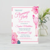 Vrijgezellenfeest Flamingo Fling Stripe Floral Chi Kaart (Staand voorkant)