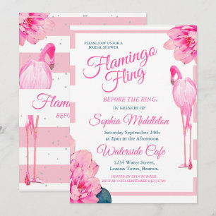 Vrijgezellenfeest Flamingo Fling Stripe Floral Chi Kaart
