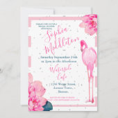 Vrijgezellenfeest Flamingo Roze Streep Floral Chic Kaart (Voorkant)