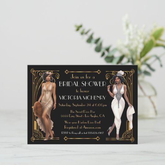 Vrijgezellenfeest Flapper Grote Gatsby Harlem Nigh Kaart (Staand voorkant)