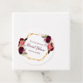 Vrijgezellenfeest floraal goud geometrische burgun bedankjes labels (In situ)