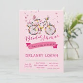vrijgezellenfeest Floral Bicycle Uitnodiging (Staand voorkant)