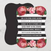 vrijgezellenfeest Floral Black & White Stripes Kaart (Voorkant / Achterkant)