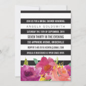 vrijgezellenfeest Floral Black & White Stripes Kaart (Voorkant)