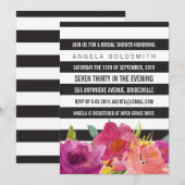 vrijgezellenfeest Floral Black & White Stripes Kaart (Voorkant / Achterkant)