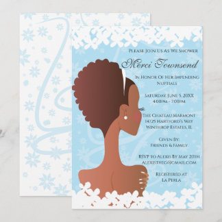 Vrijgezellenfeest Floral Blue Invitation Kaart
