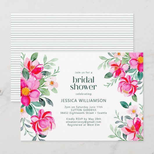 Vrijgezellenfeest Floral Border Waterverf Bright r Kaart (Voorkant / Achterkant)