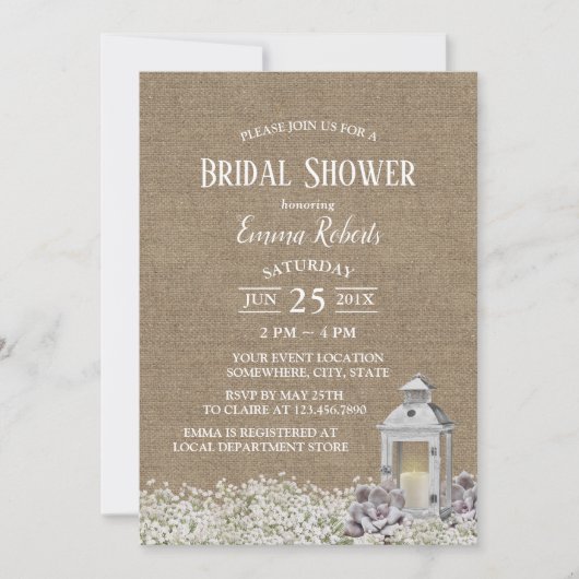 Vrijgezellenfeest "Floral Burlap" in het Rustige L Kaart (Voorkant)