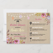 vrijgezellenfeest Floral Burlap Jars Pink Kaart (Voorkant)