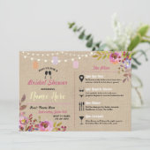 vrijgezellenfeest Floral Burlap Jars Pink Kaart (Staand voorkant)