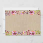 vrijgezellenfeest Floral Burlap Jars Pink Kaart (Achterkant)